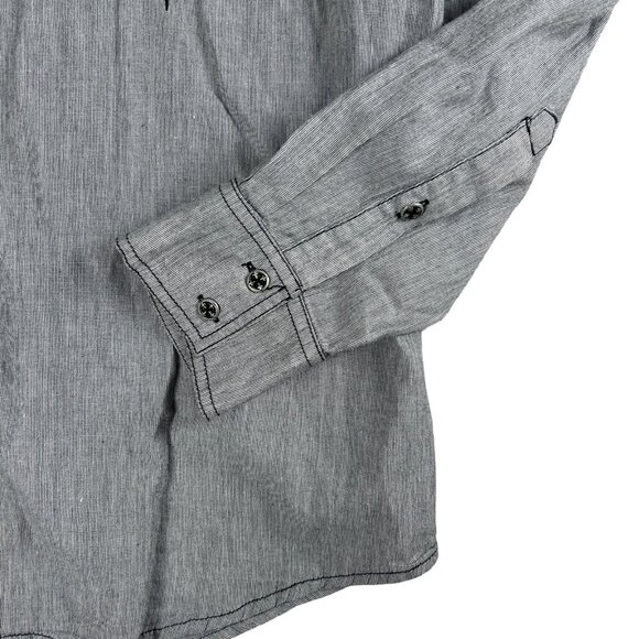 Affliction Y2K Button Up Edgy Grunge Long Sleeve Cotton Shirt, Size XL - Picture 8 of 15